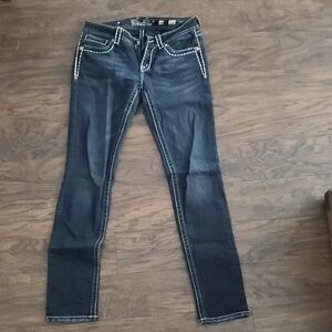 Miss Me Black Skinny Jeans with Signature Stitching
